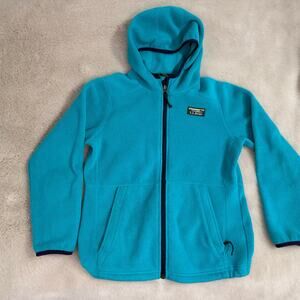 L.L. Bean Kids Teal Fleece Hooded Mountain Classic Jacket Full Zip Size M 10 12
